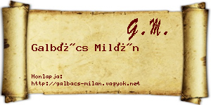 Galbács Milán névjegykártya